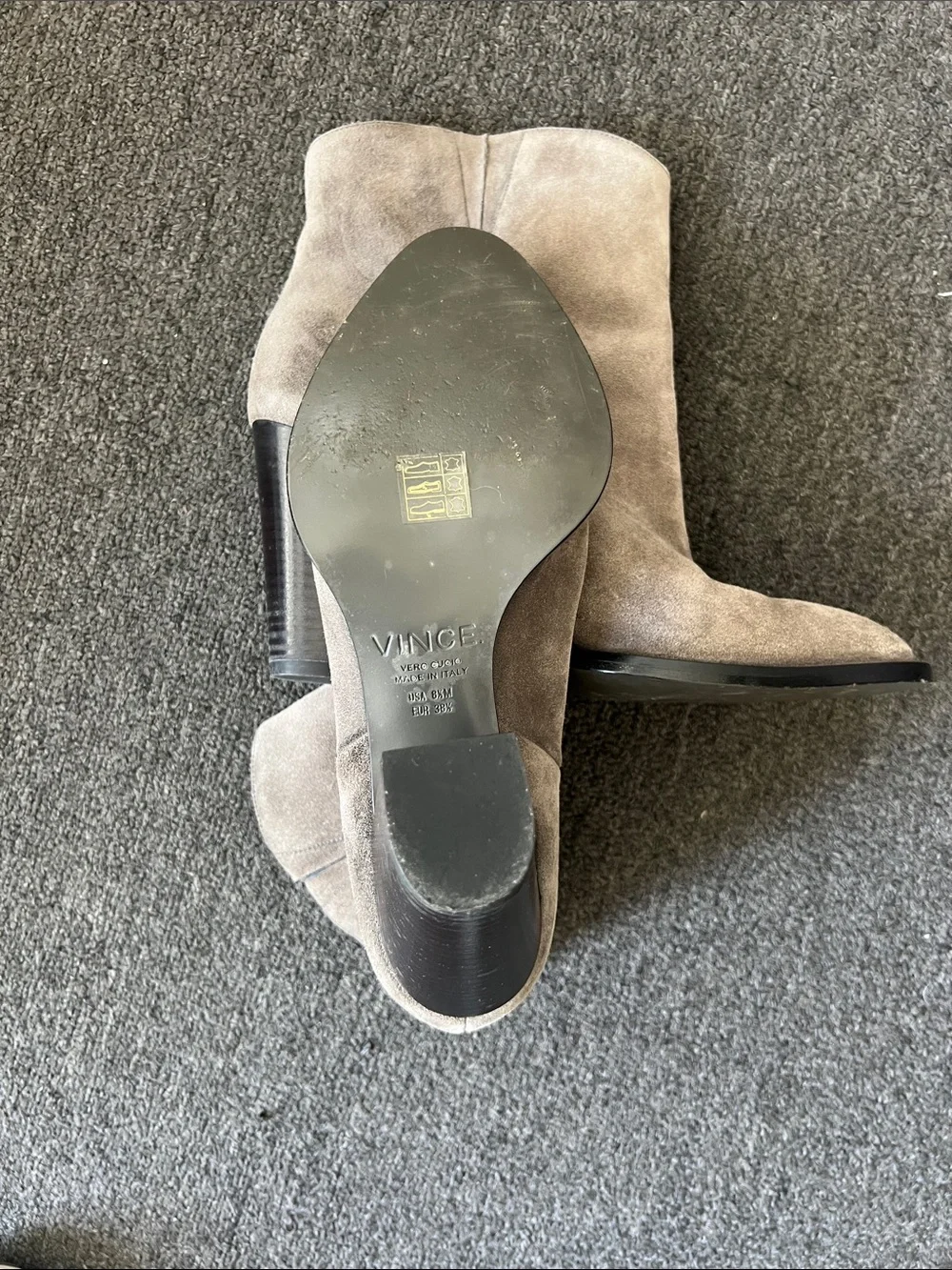 Vince Taupe Suede Slouch Ankle Boots